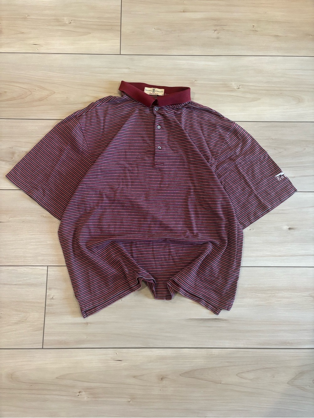 Fairway & Greene Vintage 90s Eagle Nest preppy Burgundy Striped Mens Golf Polo